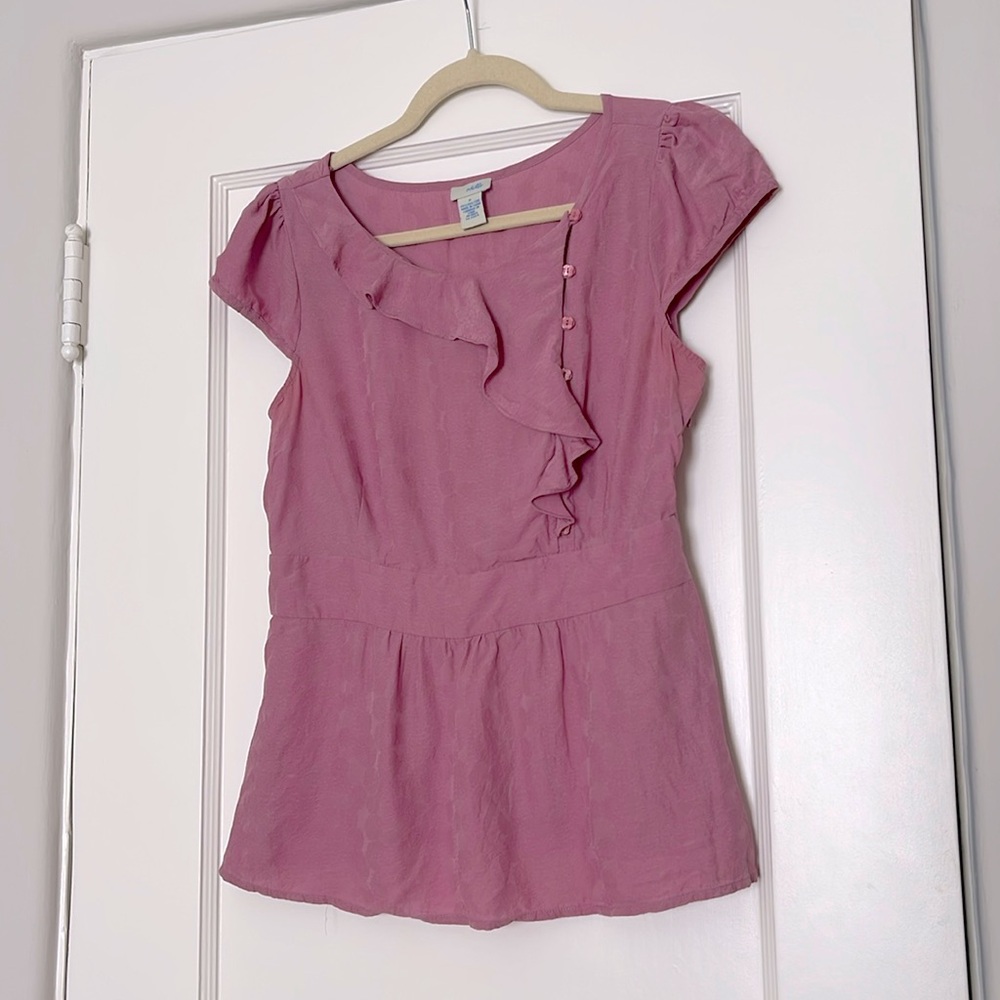 Vintage Anthro Pink Silk Blouse Size 8
